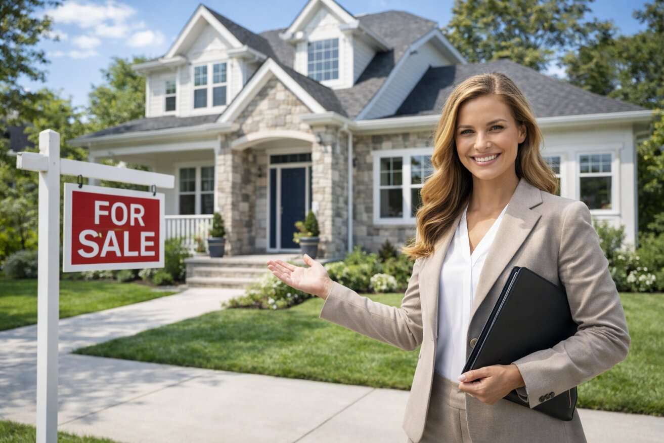 Real estate professional showing a property